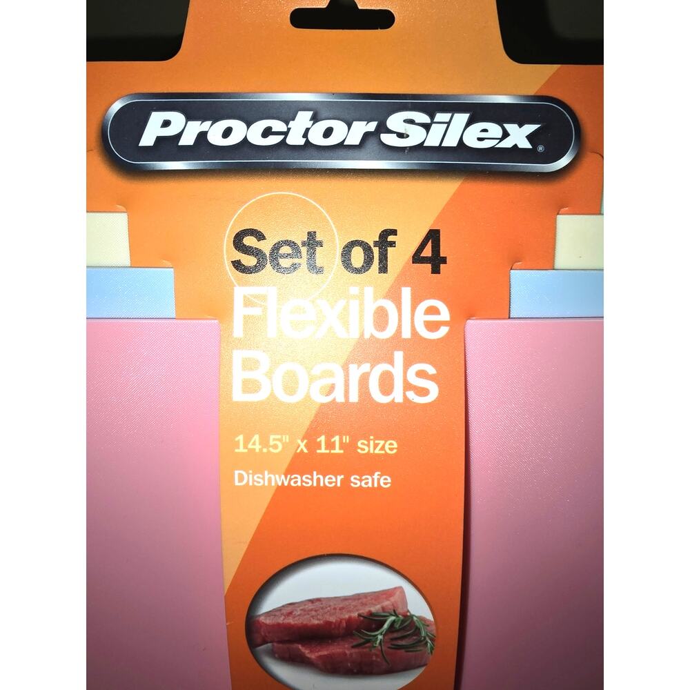 4 Pack Proctor Silex Flexible Cutting Boards Pastels Pink, Blue, Yellow, Green
